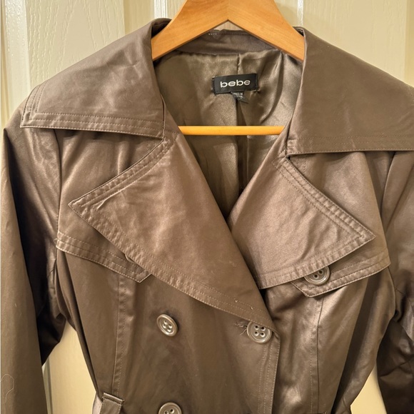 Chocolate brown Bebe trench coat.  Size M. - Picture 3 of 7